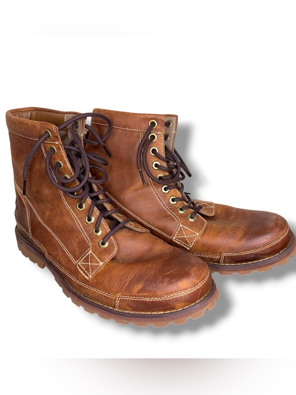 Mens 10.5W Timberland Brown Tan Earthkeeper Leather Boots Outdoor Hiking Combat